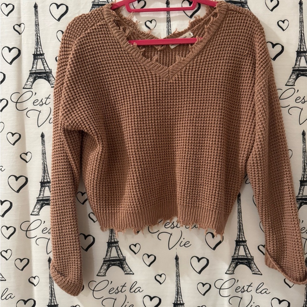 moon & madison V-Neck Tan Sweater